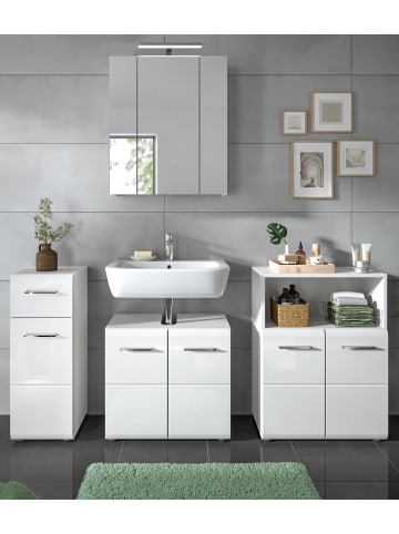 Inn.Furn Badmöbel-Set weiß Hochglanz, Badkombination 4-teilig 180 cm