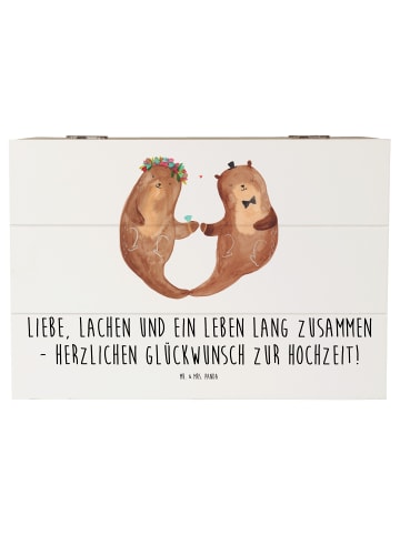 Mr. & Mrs. Panda Holzkiste Hochzeit Liebe Lachen mit Spruch in Weiß