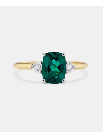 Diamant L'éternel Ring, mit synth. Smaragd, 375 Gelbgold