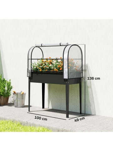 Outsunny Hochbeet mit Gewächshaus,100L x 49B x 136H cm,Schwarz