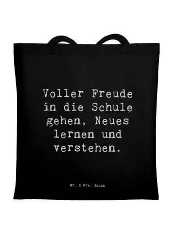 Mr. & Mrs. Panda Shopper Spruch Schulanfang Freude mit Spruch in Schwarz