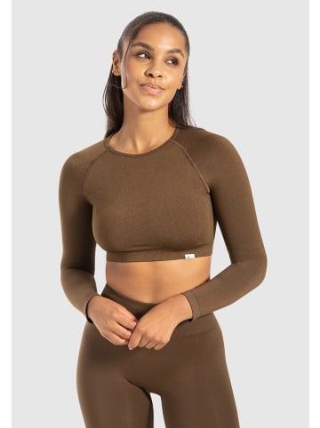 SMILODOX Crop Longsleeve Bethy Seamless in Braun