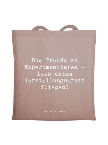 Mr. & Mrs. Panda Shopping Tasche Spruch Die Freude am Experiment... in Braun Pastell