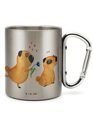 Mr. & Mrs. Panda Isolierbecher Mops Verliebt ohne Spruch in Silber