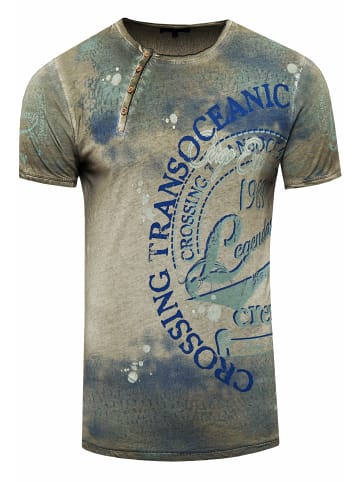 Rusty Neal Rundhals T-Shirt mit All Over Front Print in Khaki