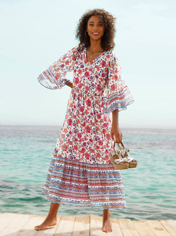 Heine Druckkleid in ecru-fuchsia-bedruckt