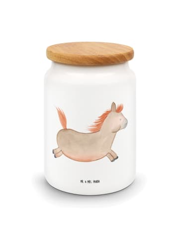 Mr. & Mrs. Panda behälter Pferd Springen ohne Spruch in Weiß