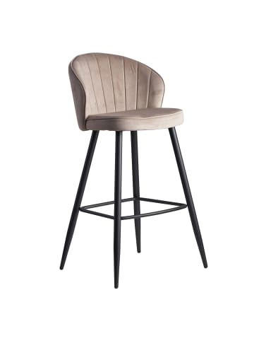 FineBuy Barstuhl in Beige / Samt / 53x56x103
