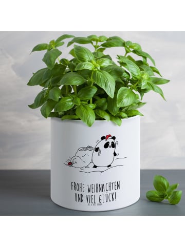 Mr. & Mrs. Panda Pflanztopf Groß Panda Weihnachten mit Spruch in Weiß