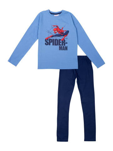 Spiderman Marvel Spider-Man Schlafanzug  Langarm in blau/schwarz