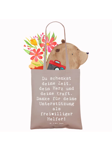 Mr. & Mrs. Panda Einkaufstasche Spruch Freiwilliger Dank mit Spruch in Braun Pastell