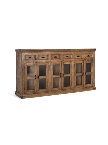 Giner y Colomer Hohes Sideboard aus Mangoholz mit handgeschnitzten Türen in Brown