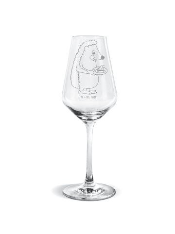 Mr. & Mrs. Panda Weißwein Glas Igel Kuchenstück ohne Spruch in Transparent