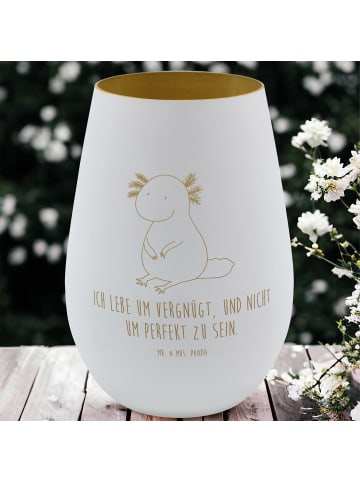 Mr. & Mrs. Panda Windlicht Axolotl Niedlich mit Spruch in Weiß