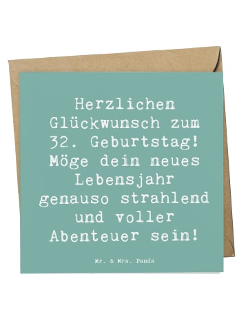 Mr. & Mrs. Panda Grußkarte Spruch 32. Geburtstag Abenteuer mit S... in Meeresbrise