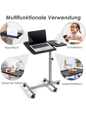 COSTWAY Laptoptisch mit 5 Rollen in Schwarz