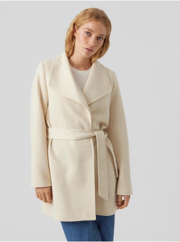 Vero Moda Eleganter Kurz Mantel mit Bindegürtel Legere Winterjacke in Beige