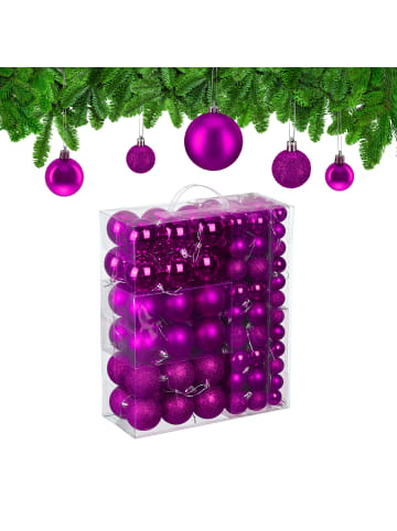 relaxdays 138-tlg. Weihnachtskugeln Set in Pink