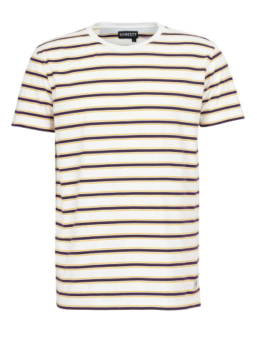 HONESTY RULES T-Shirts " Duplex Striped " in white-dark-purple