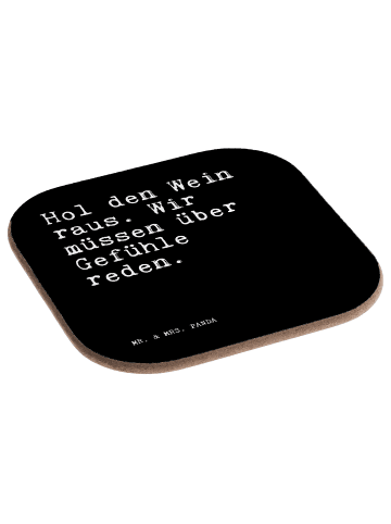 Mr. & Mrs. Panda Untersetzer Quadratisch Hol den Wein raus.... m... in Schwarz