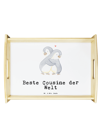 Mr. & Mrs. Panda Servier Tablett Pinguin Beste Cousine der Welt ... in Weiß