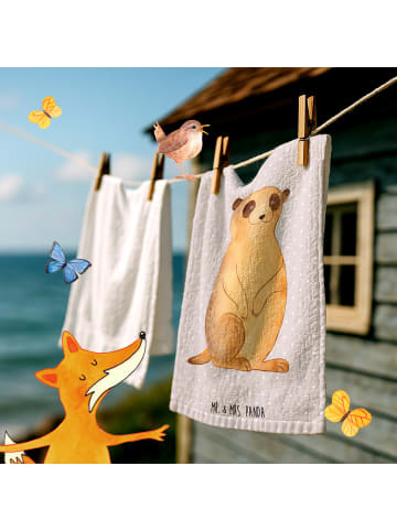 Mr. & Mrs. Panda Handtuch Erdmännchen ohne Spruch in Grau Pastell