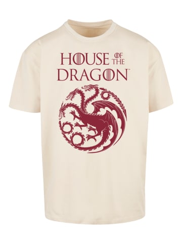 F4NT4STIC Heavy Oversize T-Shirt House Of The Dragon Targaryen Crest Logo in sand