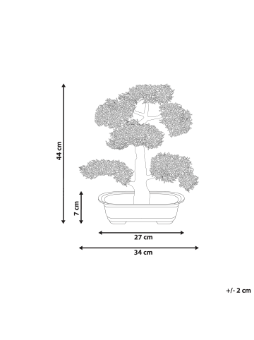 Beliani Kunstpflanze PINE in Grün/Schwarz - (W) 34 x (H) 44 x (L) 7 cm
