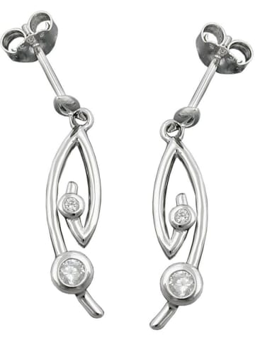 Gallay Ohrstecker Ohrring 28x6mm Ohrhänger mit Zirkonias weiß rhodiniert Silber 925 in silber