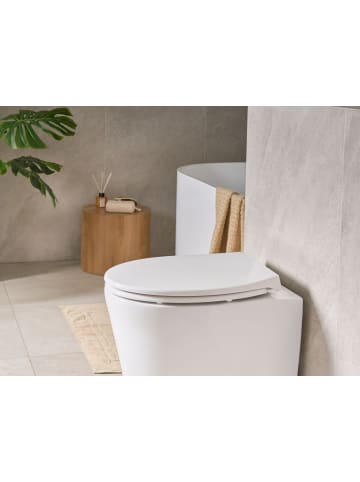 Beliani WC-Sitz PAPURI in Weiß - (W) 37 x (H) 45 x (L) 45 cm