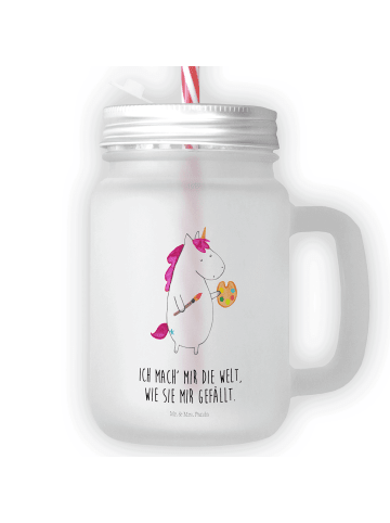 Mr. & Mrs. Panda Glas Einhorn Künstler mit Spruch in Transparent