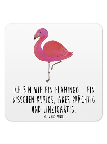 Mr. & Mrs. Panda Untersetzer für Gläser Flamingo Classic mit Spruch in Weiß