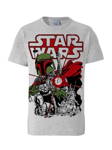 Logoshirt T-Shirt Boba Fett - Krieg der Sterne in grau-meliert