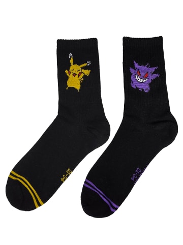 Pokemon 2er Pack Pokemon Socken Pikachu & Gengar Tennissocken Söckchen in schwarz