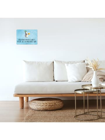 Mr. & Mrs. Panda tafel Pinguin Bier mit Spruch in Eisblau