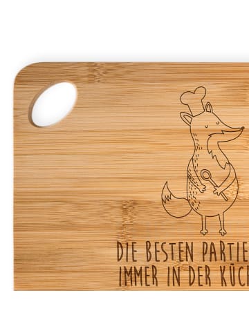 Mr. & Mrs. Panda Frühstücksbrett Fuchs Koch mit Spruch in Braun