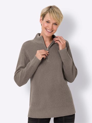 Sieh an! Stehkragenpullover in taupe