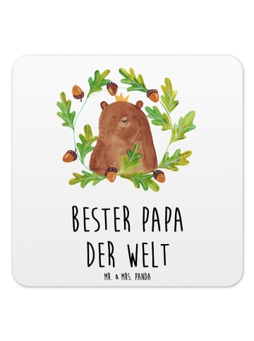 Mr. & Mrs. Panda Untersetzer für Gläser Bär König mit Spruch in Weiß