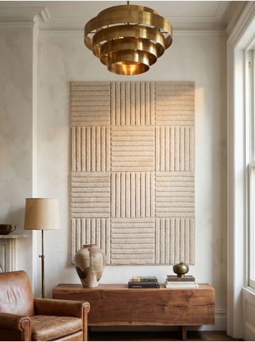 KADIMA DESIGN Hochflorteppich 3D Bögen Boho Waschbar Wohnzimmer in Creme
