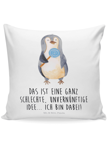 Mr. & Mrs. Panda Kopfkissen Pinguin Lolli mit Spruch in Weiß