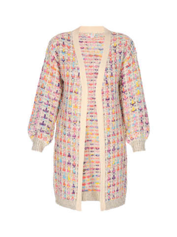 IZIA Damen Cardigan in Wollweiss Mehrfarbig