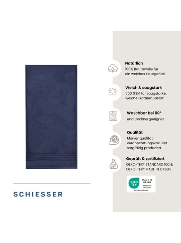 Schiesser Frottier-2er-Set: Duschtücher Milano in Dunkelblau