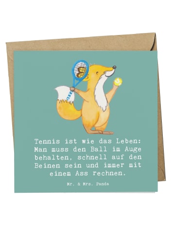 Mr. & Mrs. Panda Deluxe Karte Tennis Lebensweisheit mit Spruch in Meeresbrise