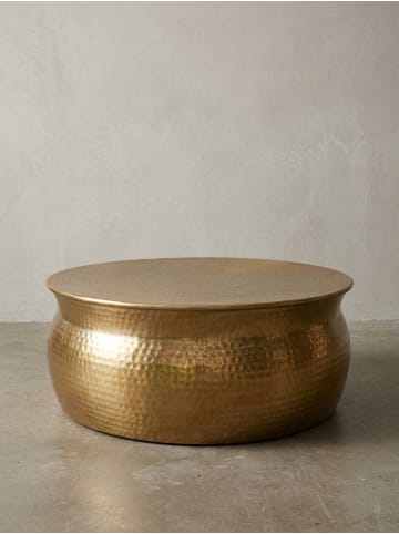 KADIMA DESIGN Couchtisch 75x31x75 cm Aluminium Beistelltisch orientalisch in Gold
