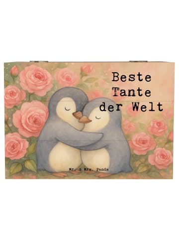 Mr. & Mrs. Panda Holzkiste Pinguin Beste Tante der Welt Design m... in Weiß