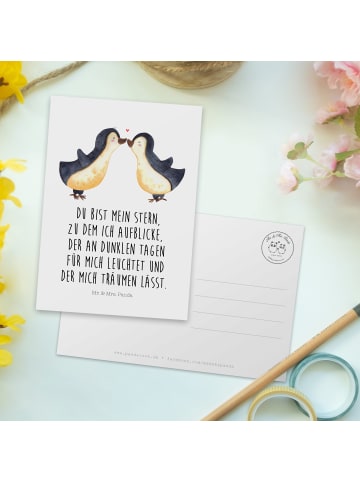 Mr. & Mrs. Panda Ansichtskarte Pinguin Liebe mit Spruch in Weiß
