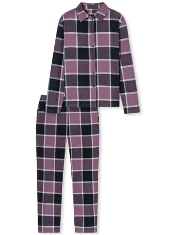 Schiesser Pyjama Selected Premium Warming in dunkelblau, pflaume