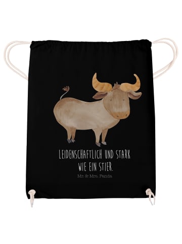Mr. & Mrs. Panda Stofftasche Sternzeichen Stier mit Spruch in Schwarz