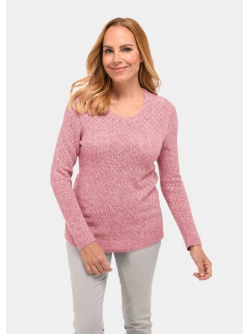 GOLDNER Kurzgröße:  Pullover Femininer Ajourpullover aus Melange in rosé / melange