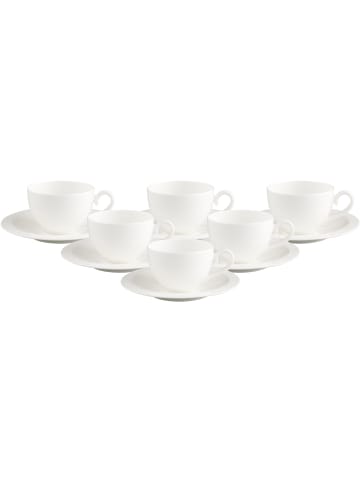 Villeroy & Boch 6er Set Kaffeetassen mit Untertassen White Pearl 120 ml weiß in weiß